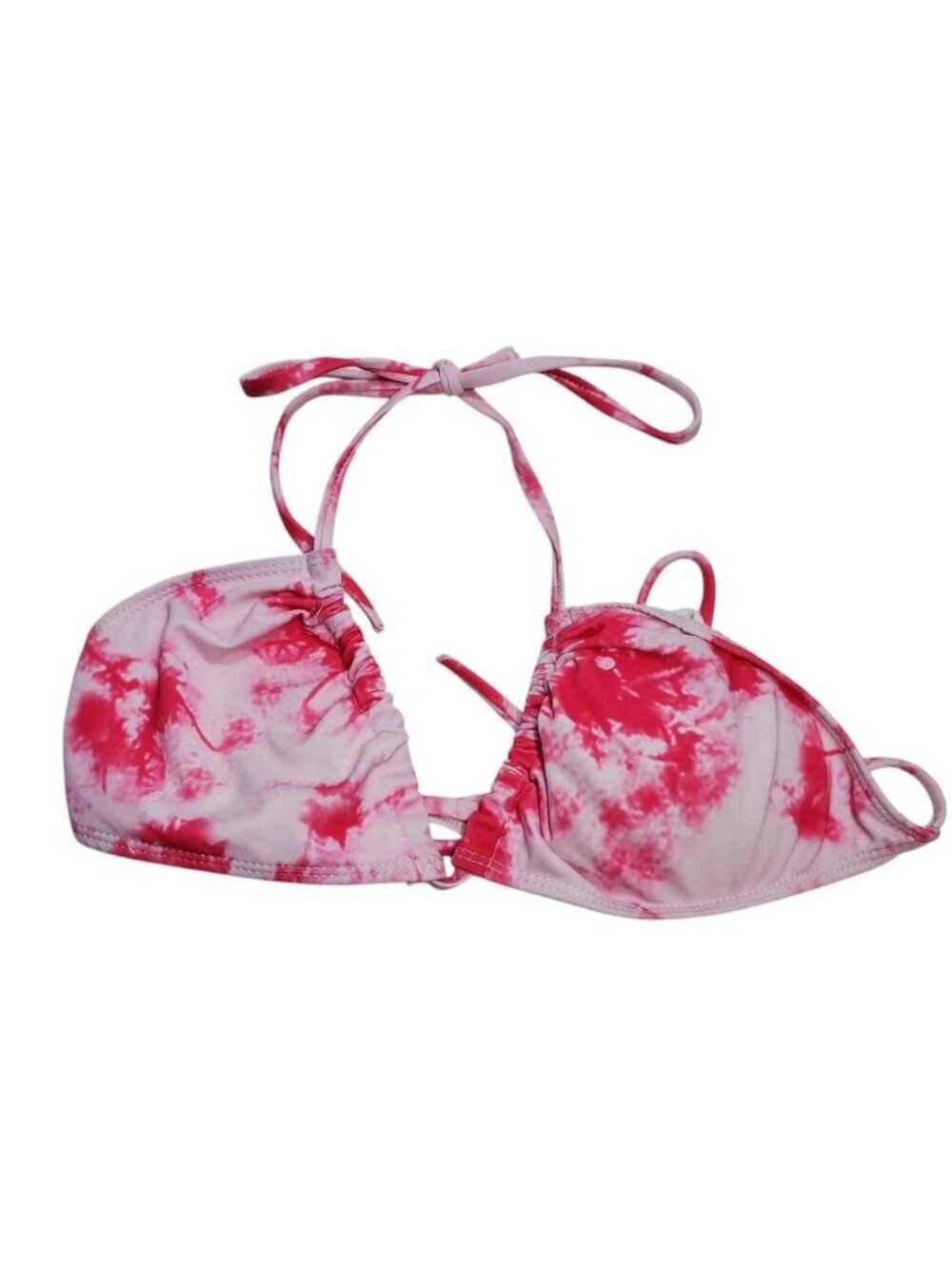 Unbranded Women's Pink White Tie Dye Barbiecore Triangle String Bikini‎ Top Sz L